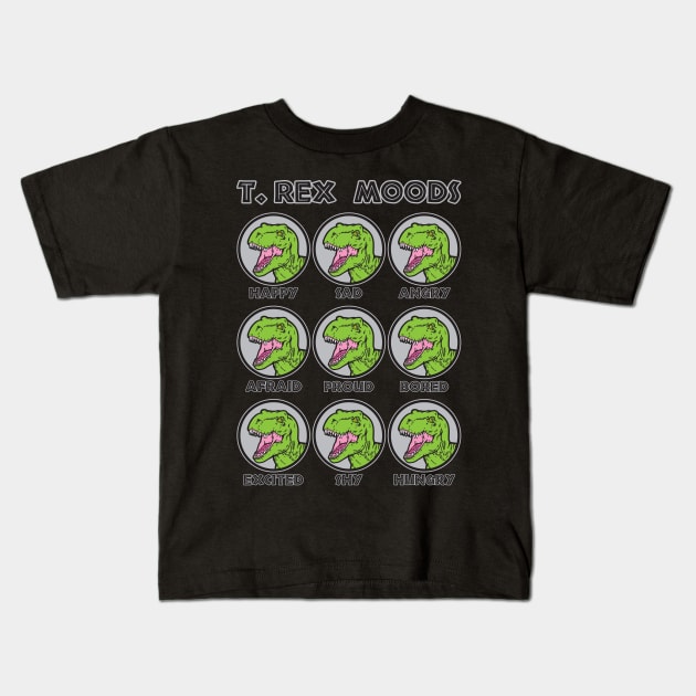 T. Rex Moods Kids T-Shirt by danchampagne